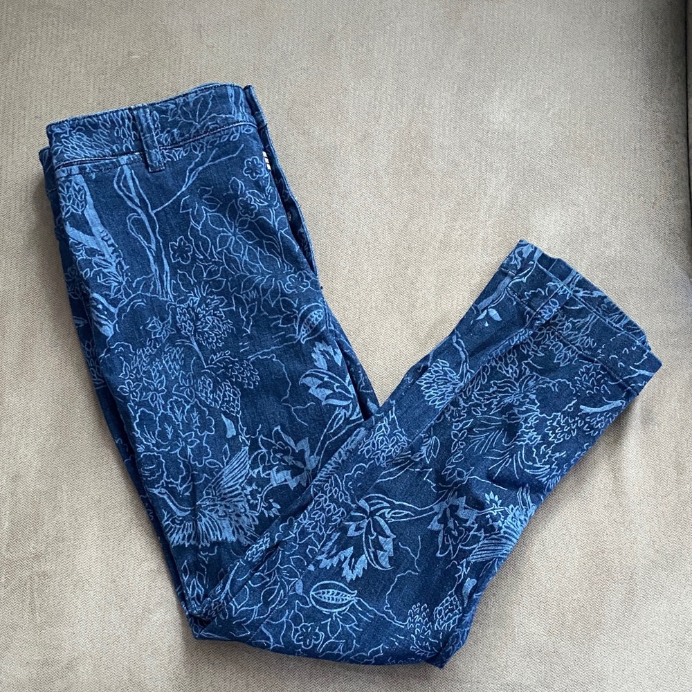 Pilcro Anthropologie Floral Blue Patterned Pants